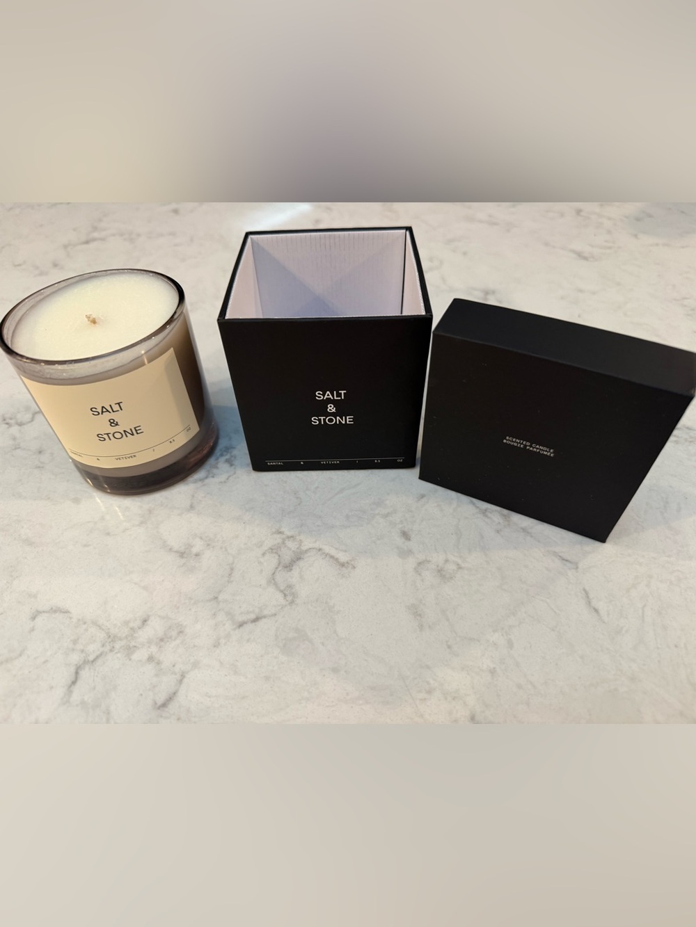 Salt & Stone Black and Cream Scented Candle